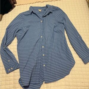 L.L.Bean Blue Striped Shirt XL